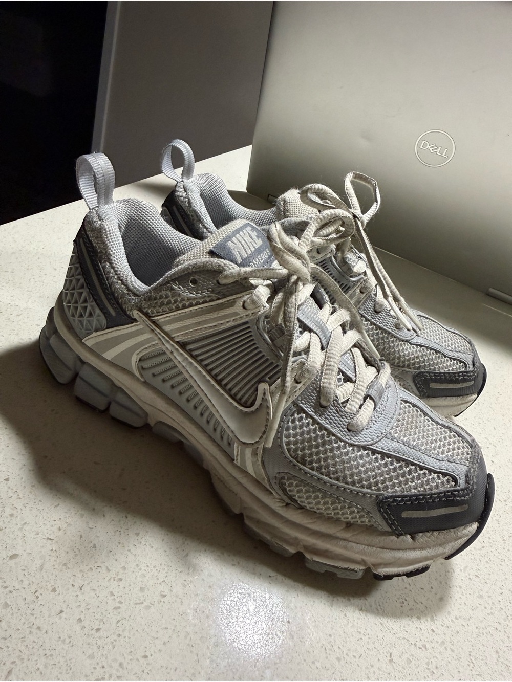 Nike Women's White and Gray Mesh Running Sneakers